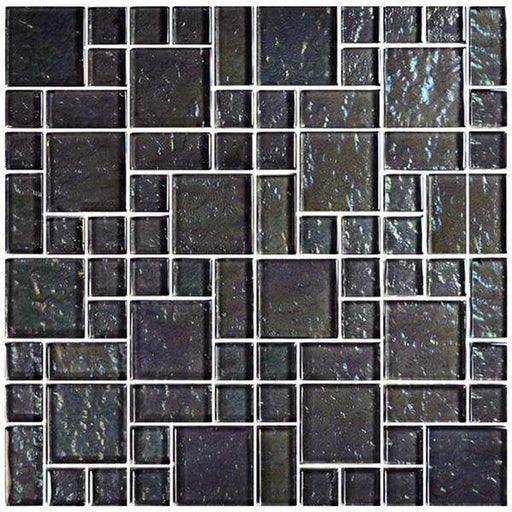 Galaxie Graphite Mixed Glossy and Iridescent Glass Pool Tile Ocean Pool Mosaics