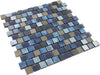 Lunar Dark Blue Blend 1" x 1" Glass and Stone Pool Tile Ocean Pool Mosaics