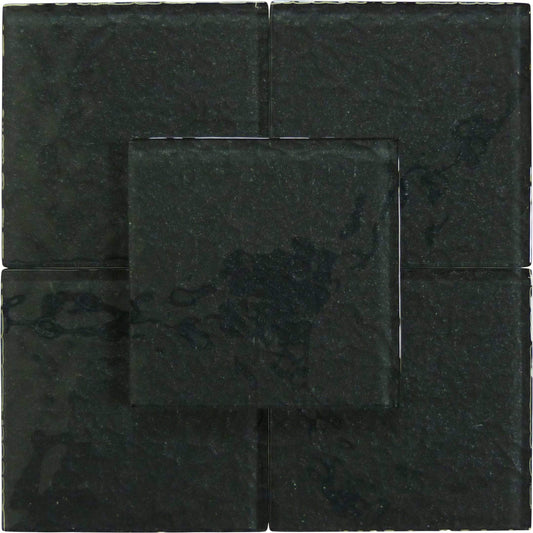 Moonscape Black 6"x6" Ripple Glossy Glass Pool Tile Ocean Pool Mosaics