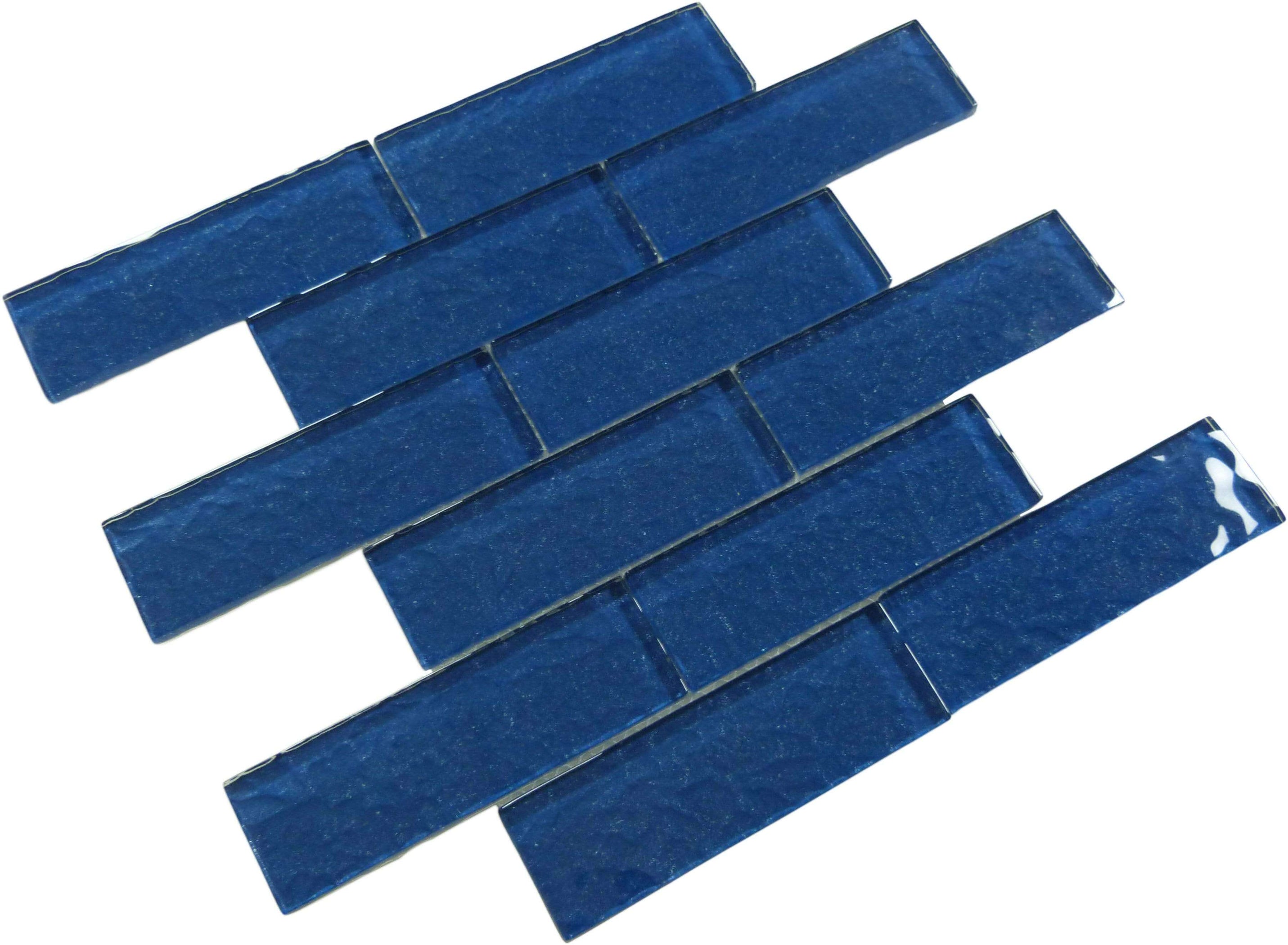 Artistry In Mosaics Moonscape Blue 2"x6" Ripple Glossy Glass Pool Tile