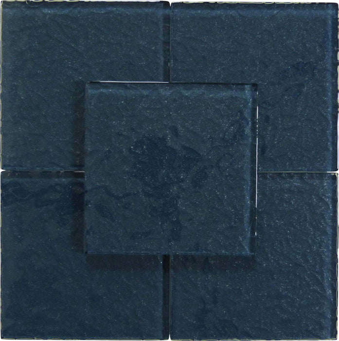 Moonscape Steel Blue 6"x6" Ripple Glossy Glass Pool Tile Ocean Pool Mosaics