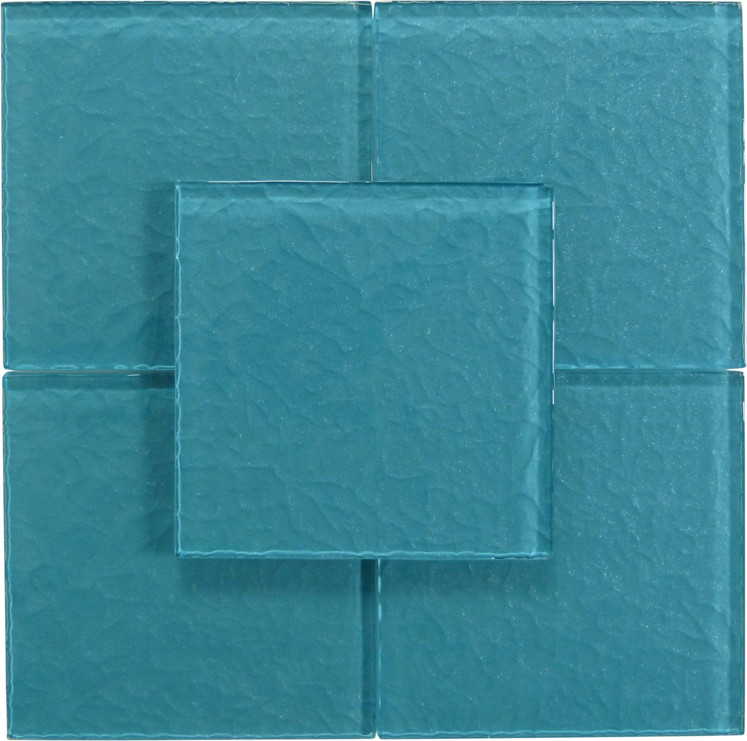 Moonscape Turquoise 6"x6" Ripple Glossy Glass Pool Tile Ocean Pool Mosaics