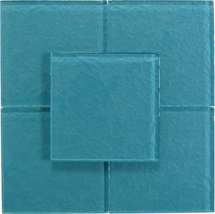 Moonscape Turquoise 6"x6" Ripple Glossy Glass Pool Tile Ocean Pool Mosaics