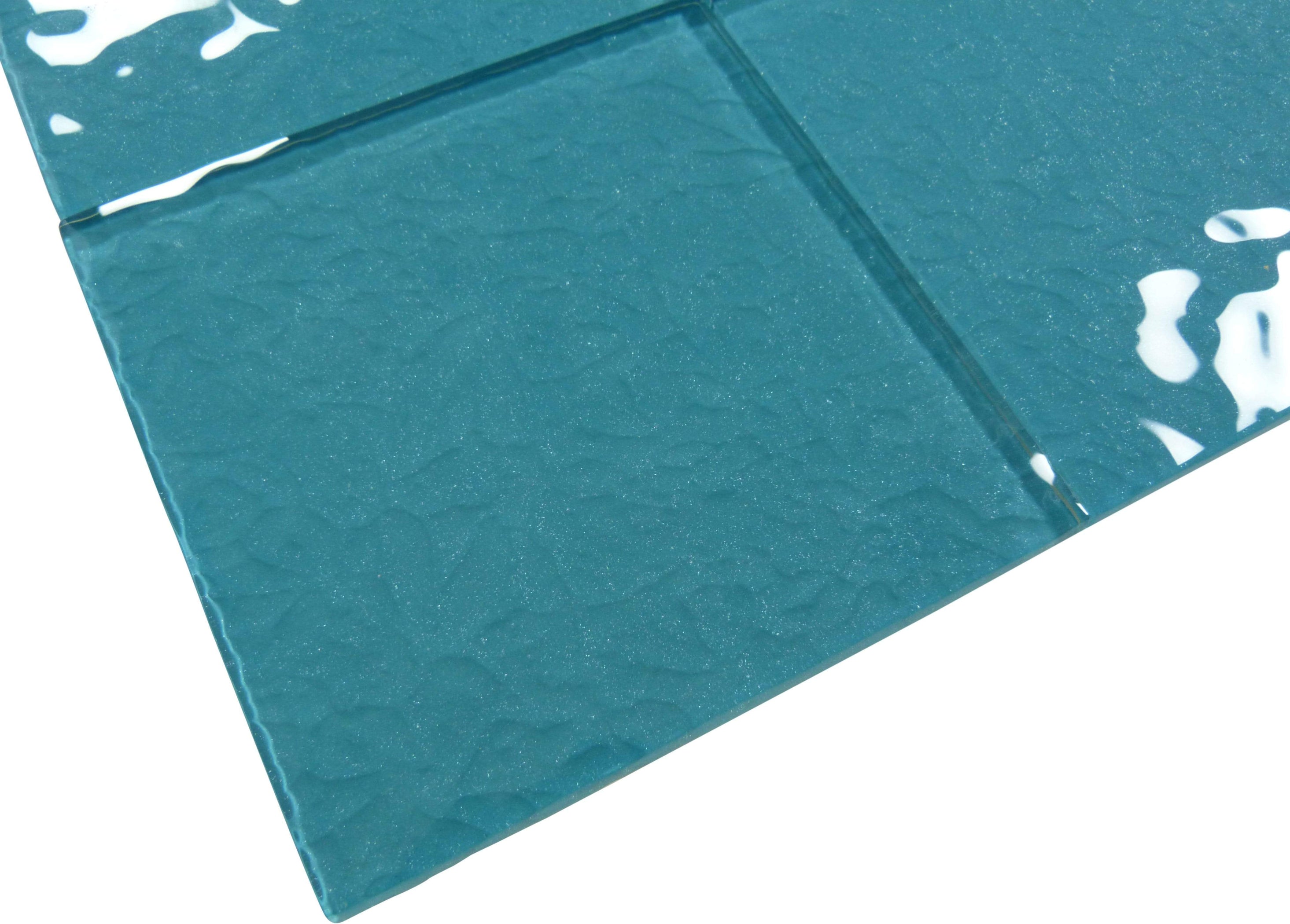 Artistry In Mosaics Moonscape Turquoise 6"x6" Ripple Glossy Glass Pool