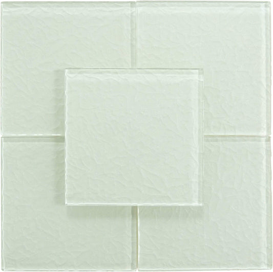 Moonscape White 6"x6" Ripple Glossy Glass Pool Tile Ocean Pool Mosaics