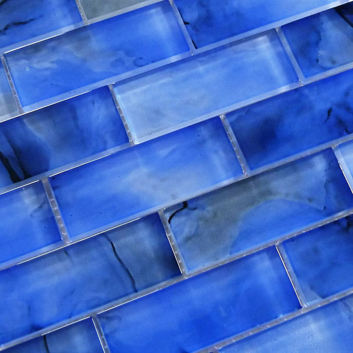 Pinnacle Cloud Blue 1.5x4 Glossy Glass Tile Ocean Pool Mosaics