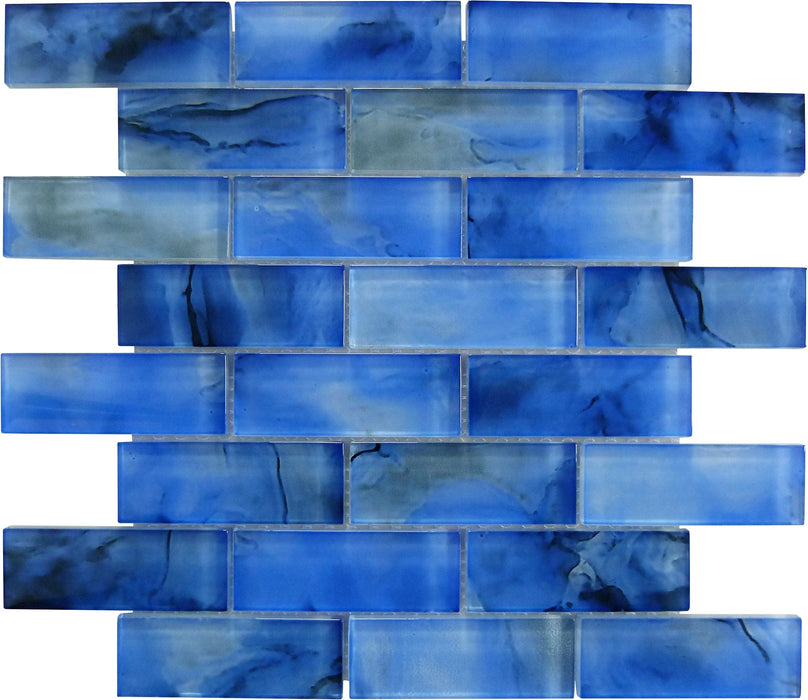 Pinnacle Cloud Blue 1.5x4 Glossy Glass Tile Ocean Pool Mosaics