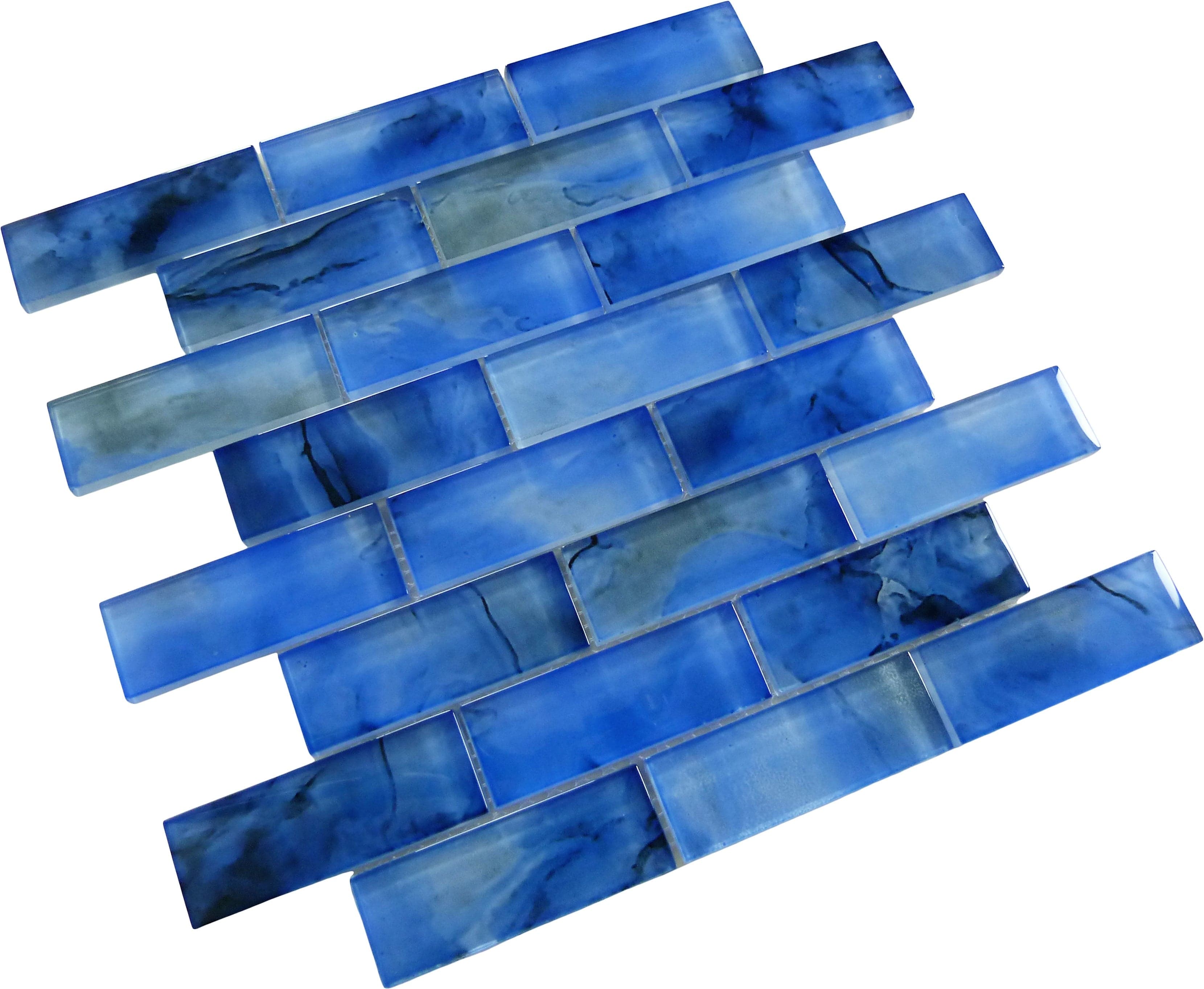 Pinnacle Cloud Blue 1.5x4 Glossy Glass Tile Ocean Pool Mosaics