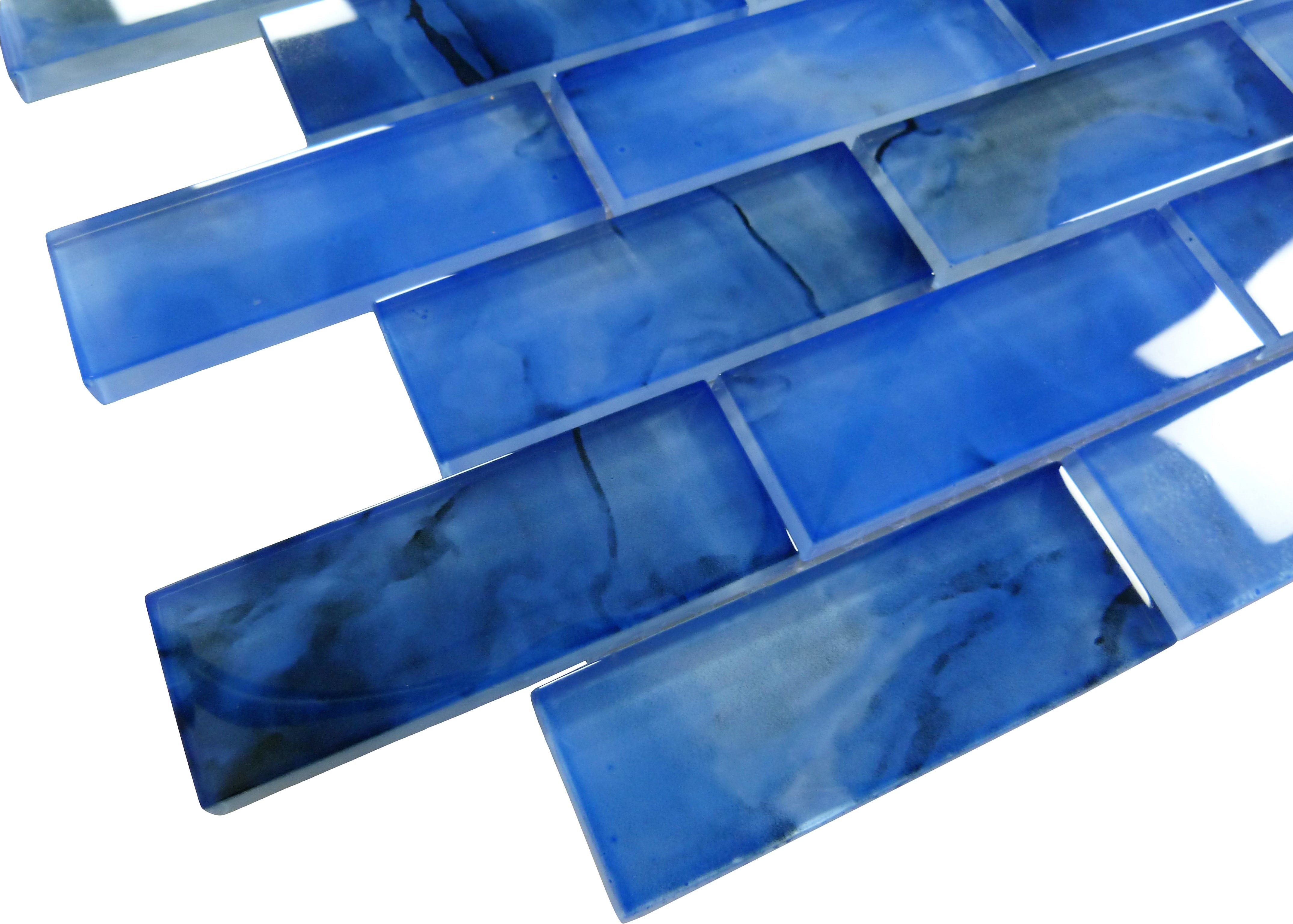 Pinnacle Cloud Blue 1.5x4 Glossy Glass Tile Ocean Pool Mosaics