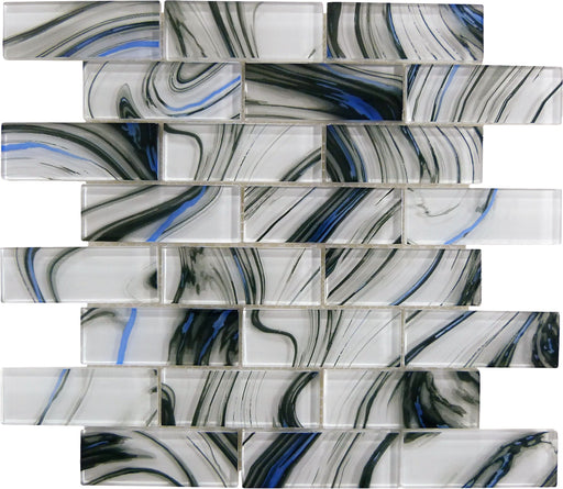 Pinnacle Cloud White 1.5x4 Glossy Glass Tile Ocean Pool Mosaics