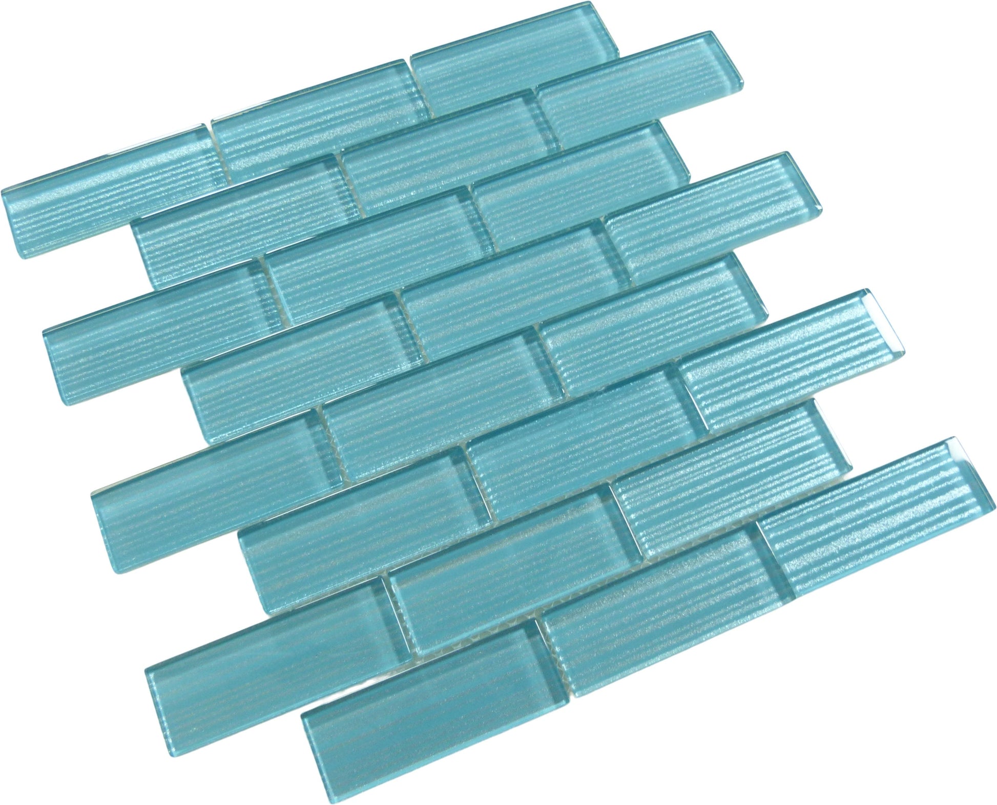 Pinnacle Metallic Aqua 1.5x4 Glossy Glass Tile Ocean Pool Mosaics