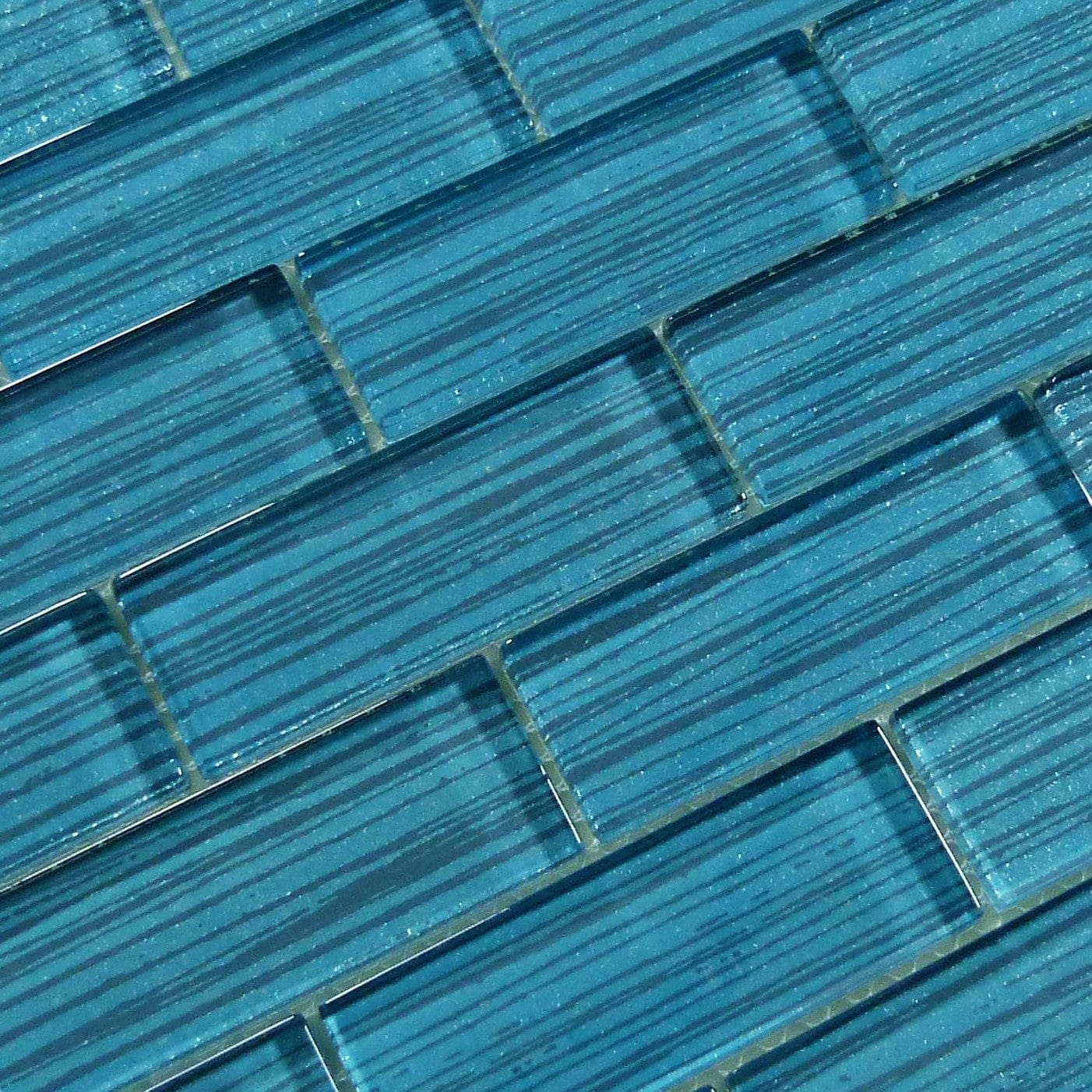 Pinnacle Metallic Blue 1.5x4 Glossy Glass Tile Ocean Pool Mosaics