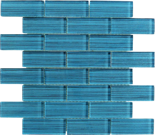 Pinnacle Metallic Blue 1.5x4 Glossy Glass Tile Ocean Pool Mosaics