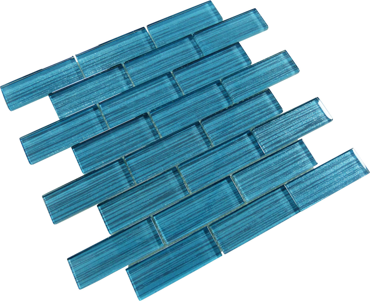 Pinnacle Metallic Blue 1.5x4 Glossy Glass Tile Ocean Pool Mosaics