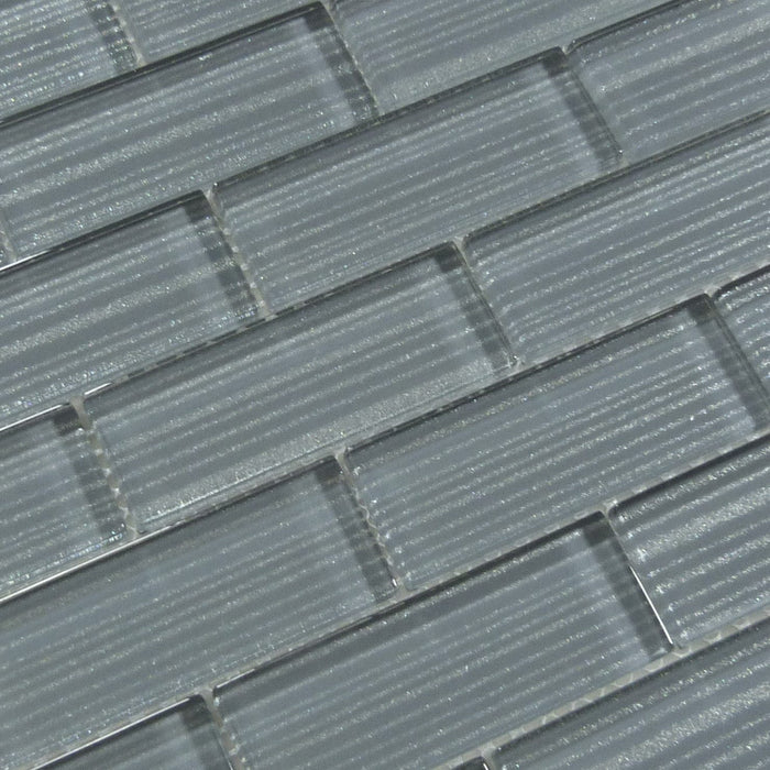 Pinnacle Metallic Grey 1.5x4 Glossy Glass Tile Ocean Pool Mosaics