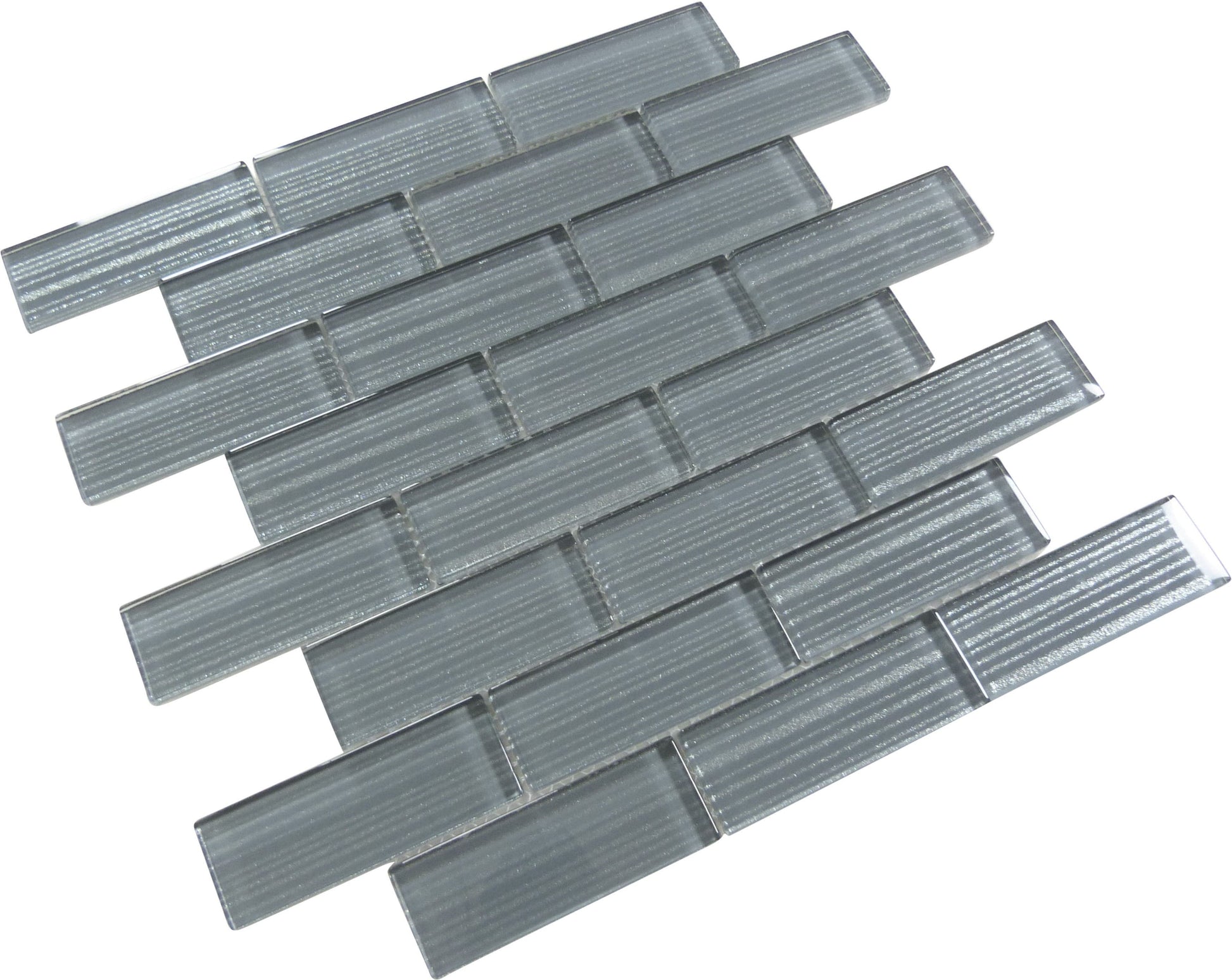 Pinnacle Metallic Grey 1.5x4 Glossy Glass Tile Ocean Pool Mosaics