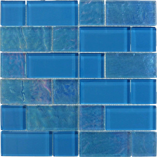 Breeze Unique Shapes Blue Glossy & Iridescent Glass Pool Tile Ocean Pool Mosaics