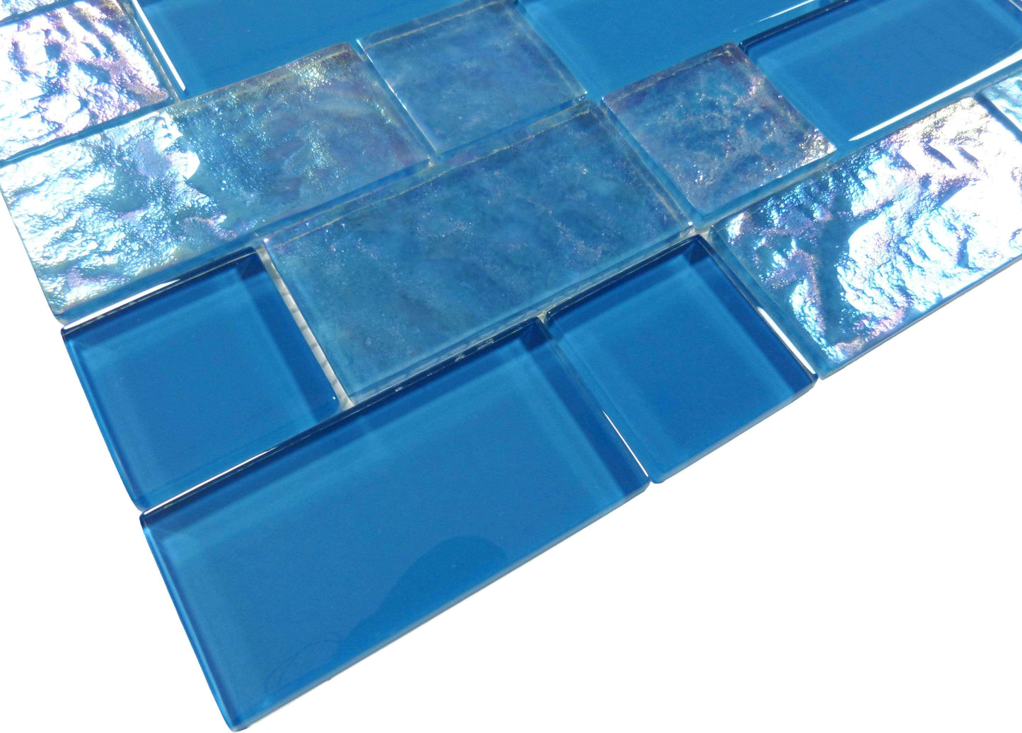 Breeze Unique Shapes Blue Glossy & Iridescent Glass Pool Tile Ocean Pool Mosaics