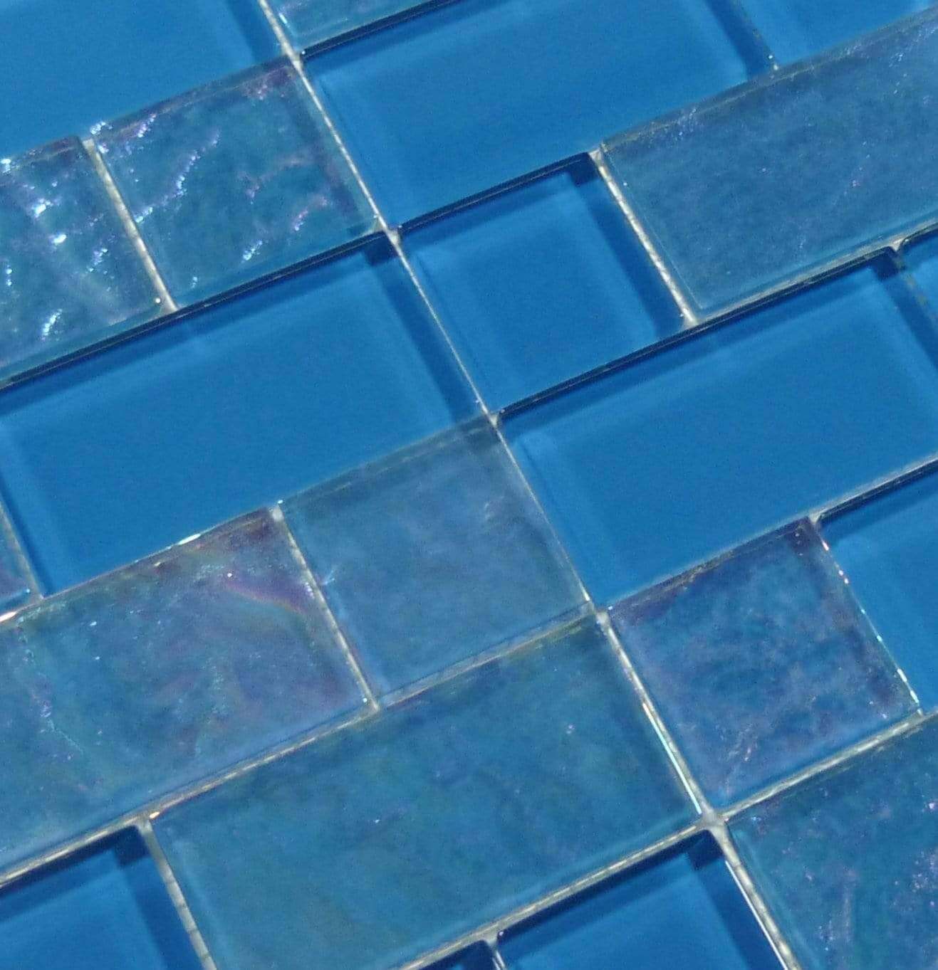 Breeze Unique Shapes Blue Glossy & Iridescent Glass Pool Tile Ocean Pool Mosaics