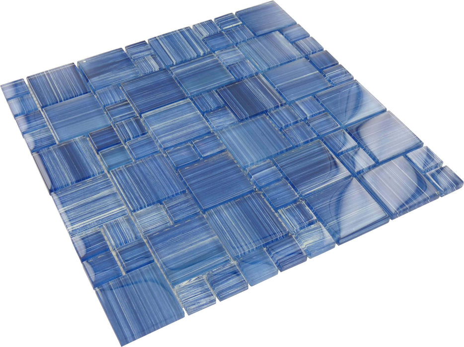 Watercolors Caribbean Blue Unique Shapes Glossy Glass Pool Tile Ocean Pool Mosaics