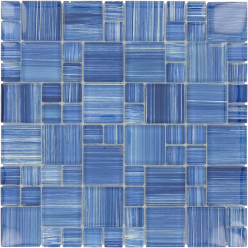 Watercolors Caribbean Blue Unique Shapes Glossy Glass Pool Tile Ocean Pool Mosaics