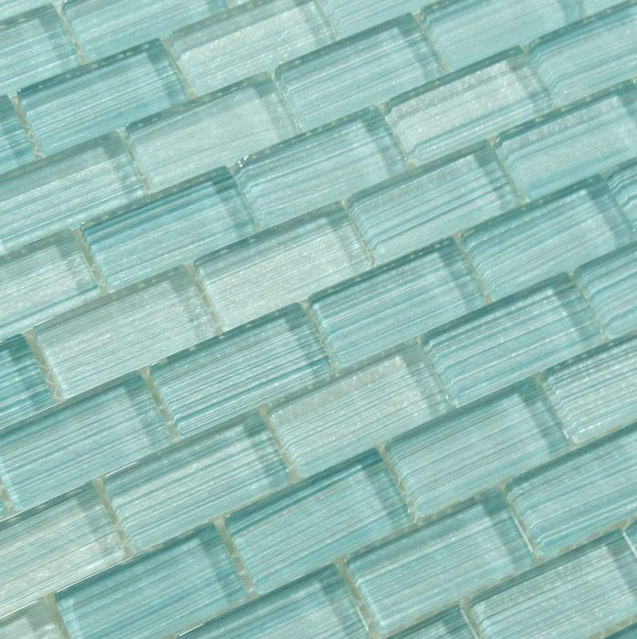Watercolors Seafoam Blend Green 1" x 2" Glossy Glass Pool Tile Ocean Pool Mosaics