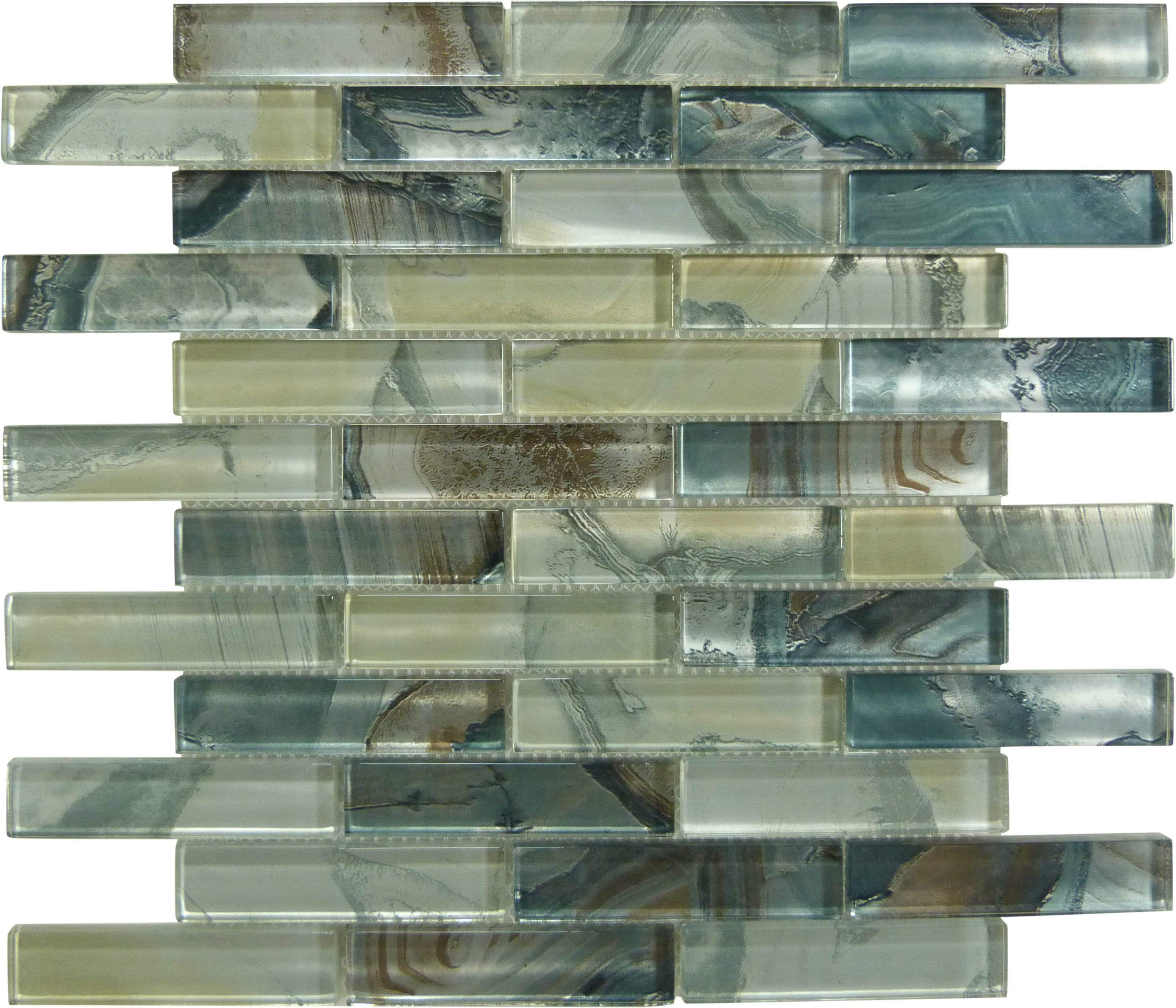 Bermuda Aqua 1" x 4" Glossy Glass Tile Ocean Pool Mosaics