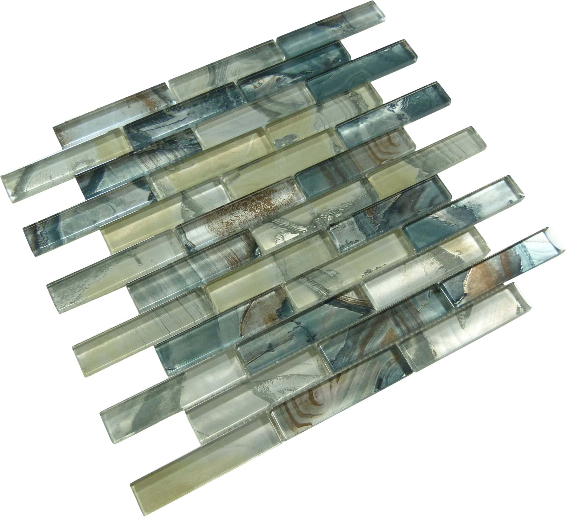 Bermuda Aqua 1" x 4" Glossy Glass Tile Ocean Pool Mosaics