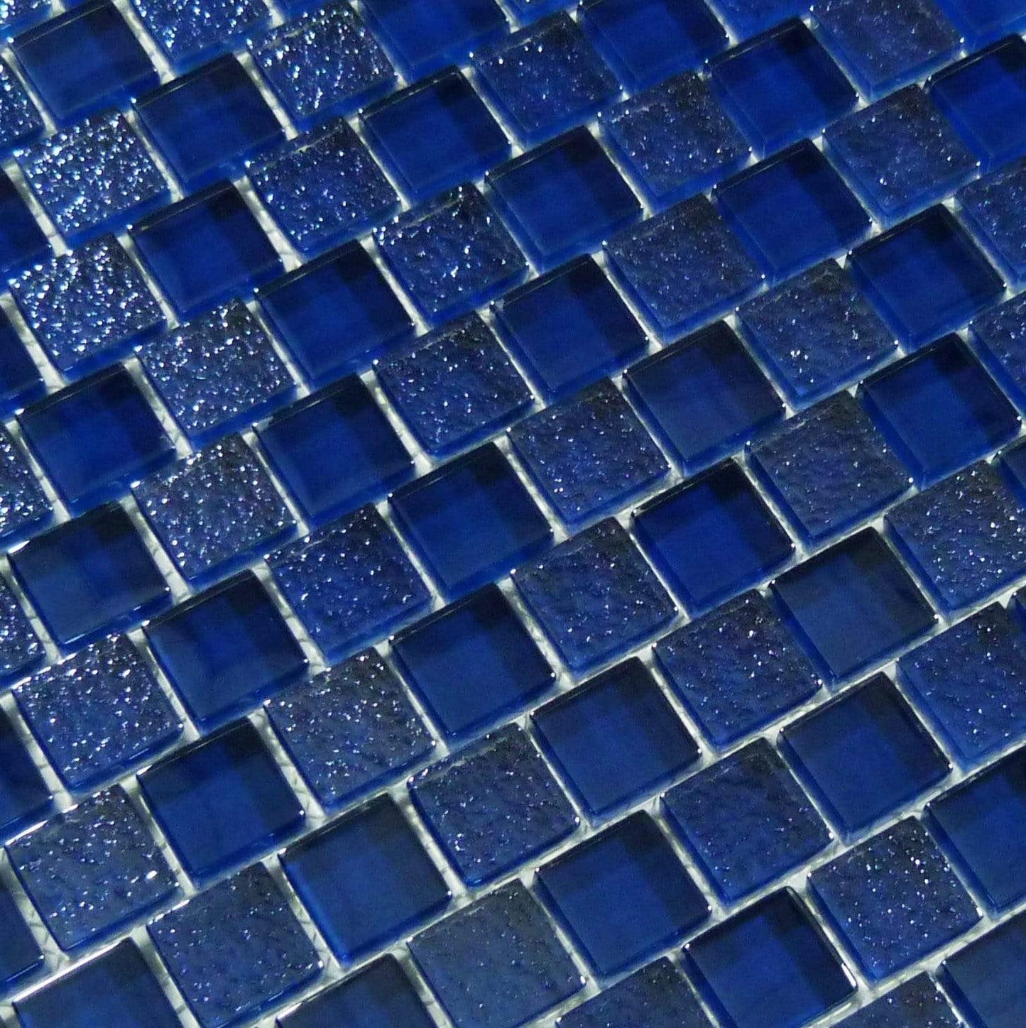 Blue Metallic 1" x 1" Offset Glass Pool Tile Ocean Pool Mosaics