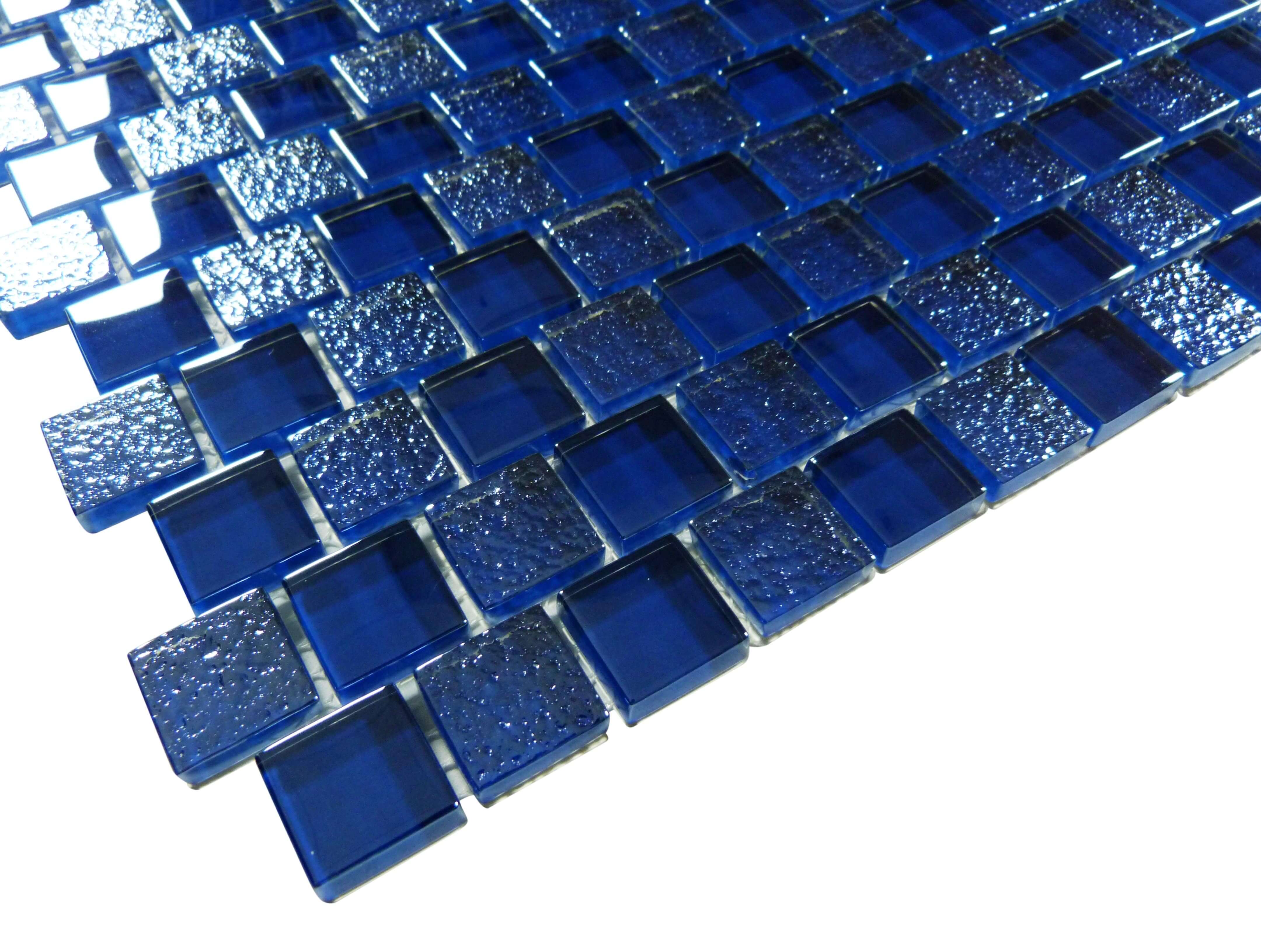 Blue Metallic 1" x 1" Offset Glass Pool Tile Ocean Pool Mosaics