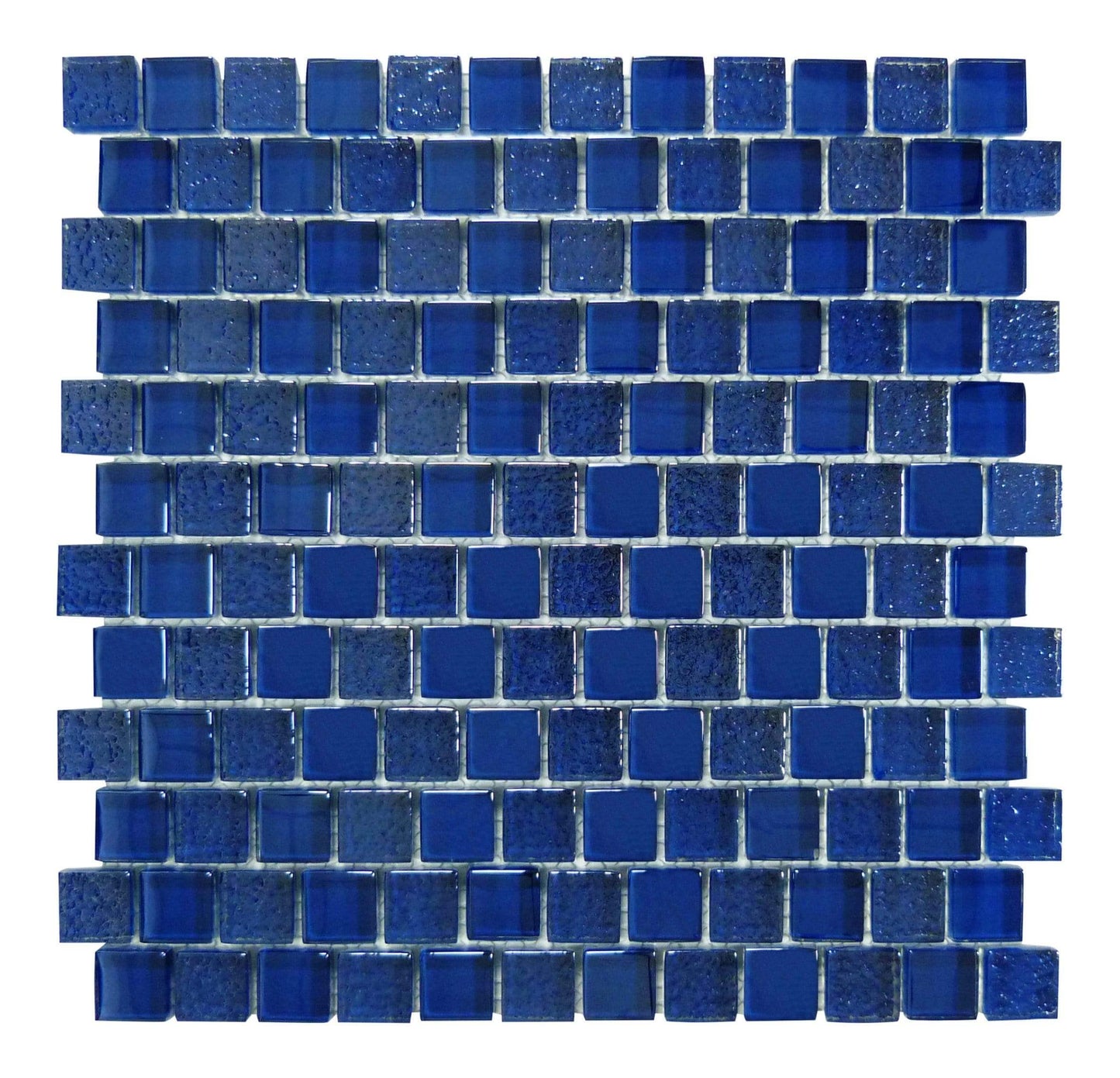 Blue Metallic 1" x 1" Offset Glass Pool Tile Ocean Pool Mosaics