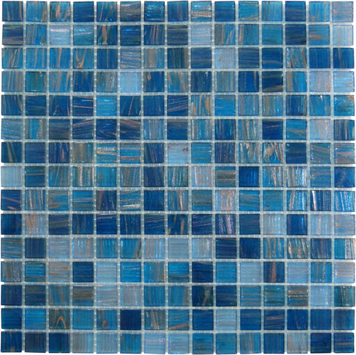 Blue Copper Blend 3/4'' x 3/4'' Glossy Glass Pool Tile Ocean Pool Mosaics