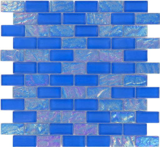 Royal Blue 1'' x 2'' Glossy & Iridescent Glass Pool Tile Ocean Pool Mosaics