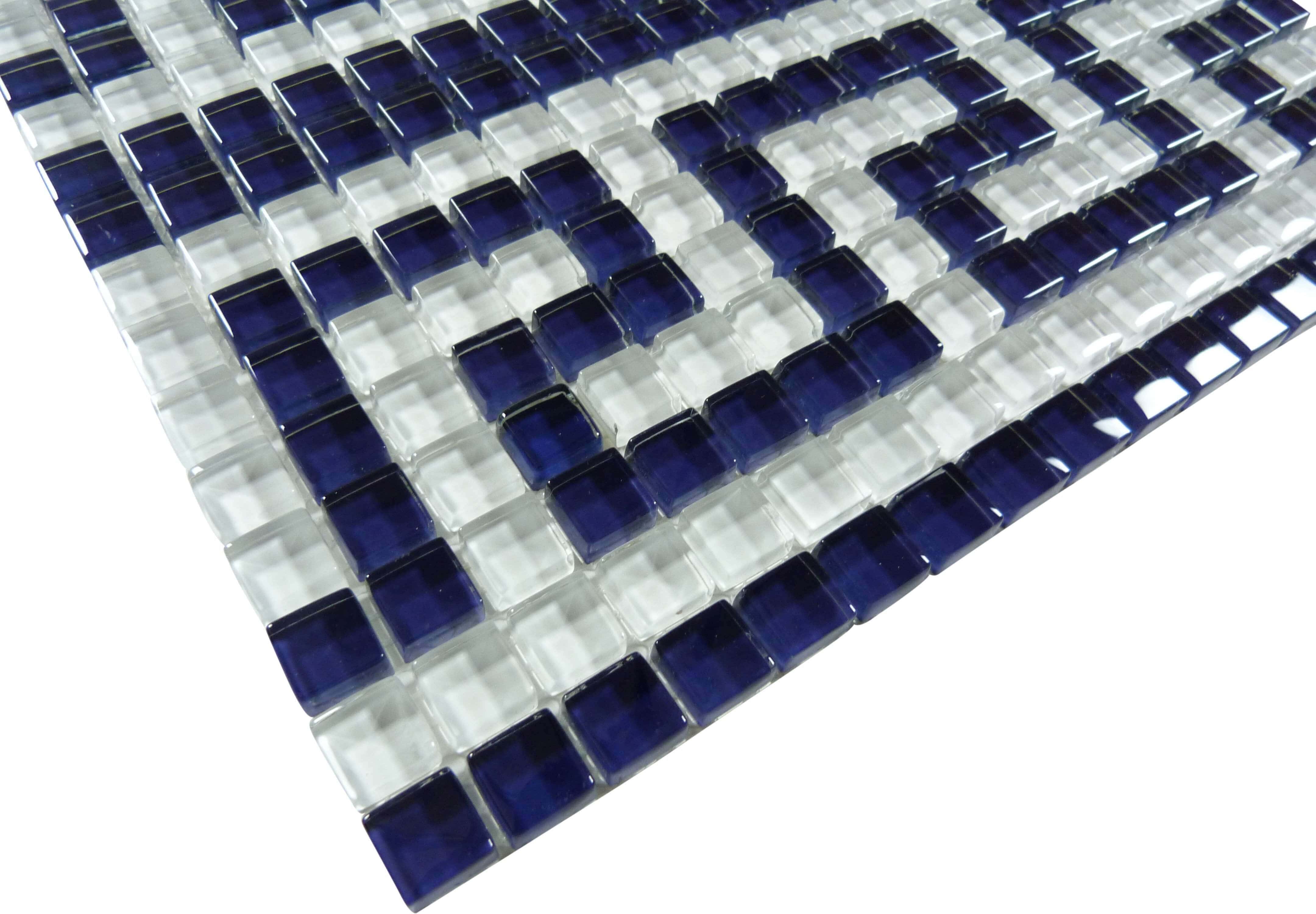 Darling Indigo Blue 5/8" x 5/8" Glossy Glass Pool Tile Ocean Pool Mosaics