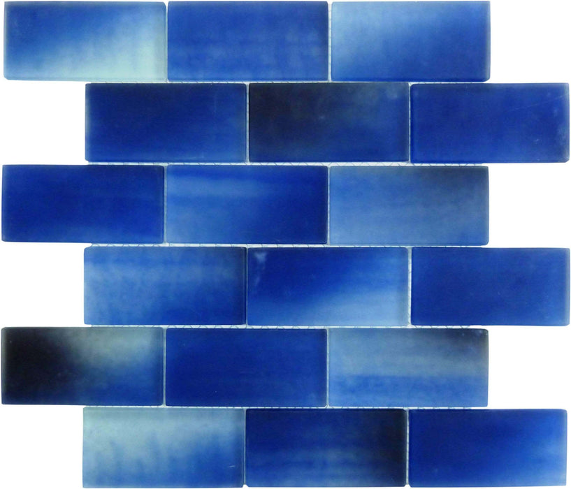 Frosted Sky Blue 2" x 4" Glass Subway Pool Tile Ocean Pool Mosaics