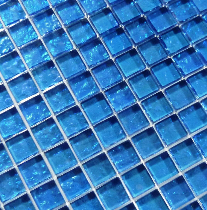 Galaxie Blue 1" x 1" Iridescent Glossy Glass Pool Tile Ocean Pool Mosaics
