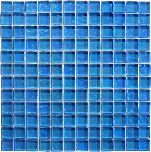 Galaxie Blue 1" x 1" Iridescent Glossy Glass Pool Tile Ocean Pool Mosaics
