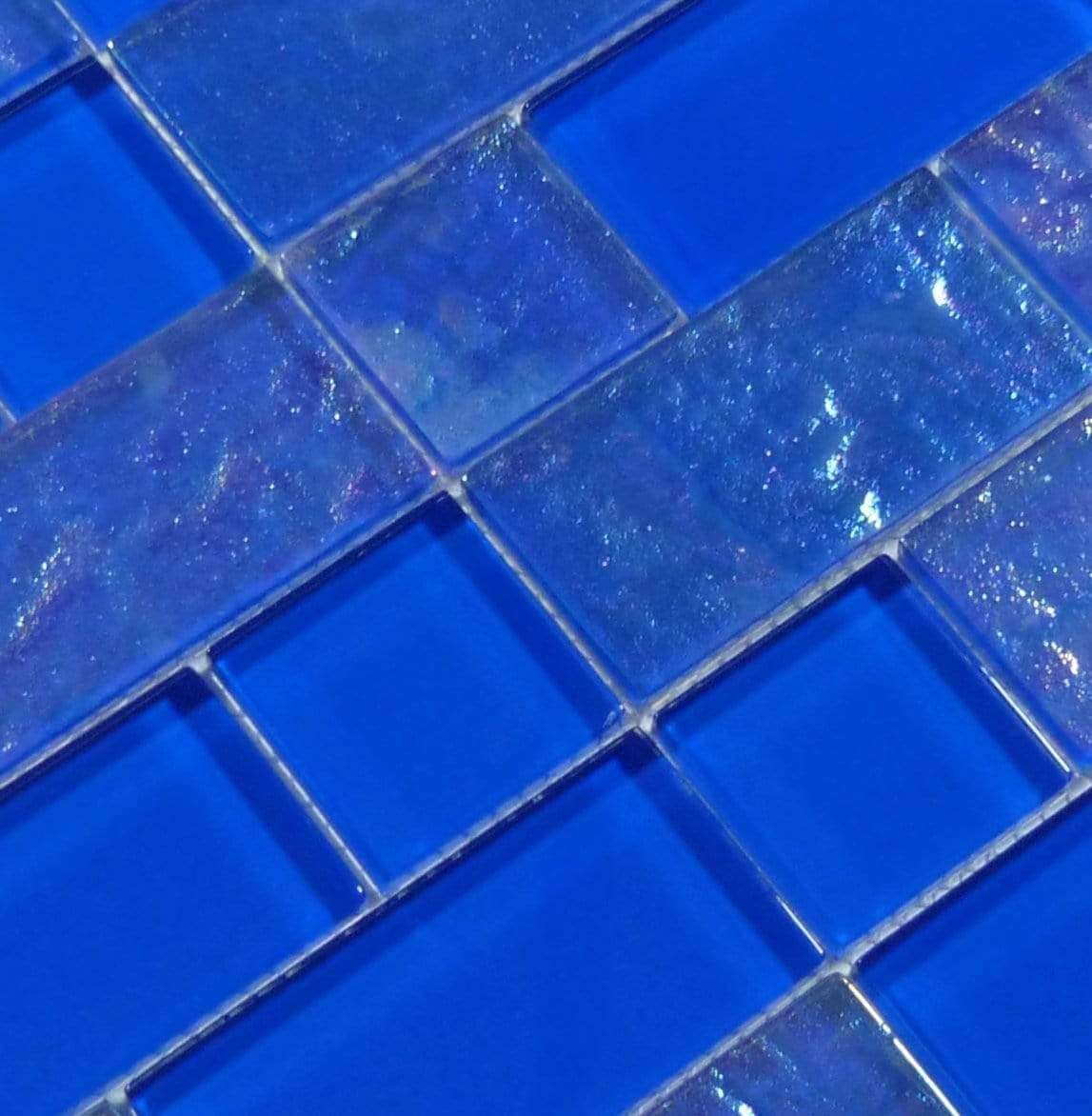 Royal Unique Shapes Blue Glossy & Iridescent Glass Pool Tile Ocean Pool Mosaics