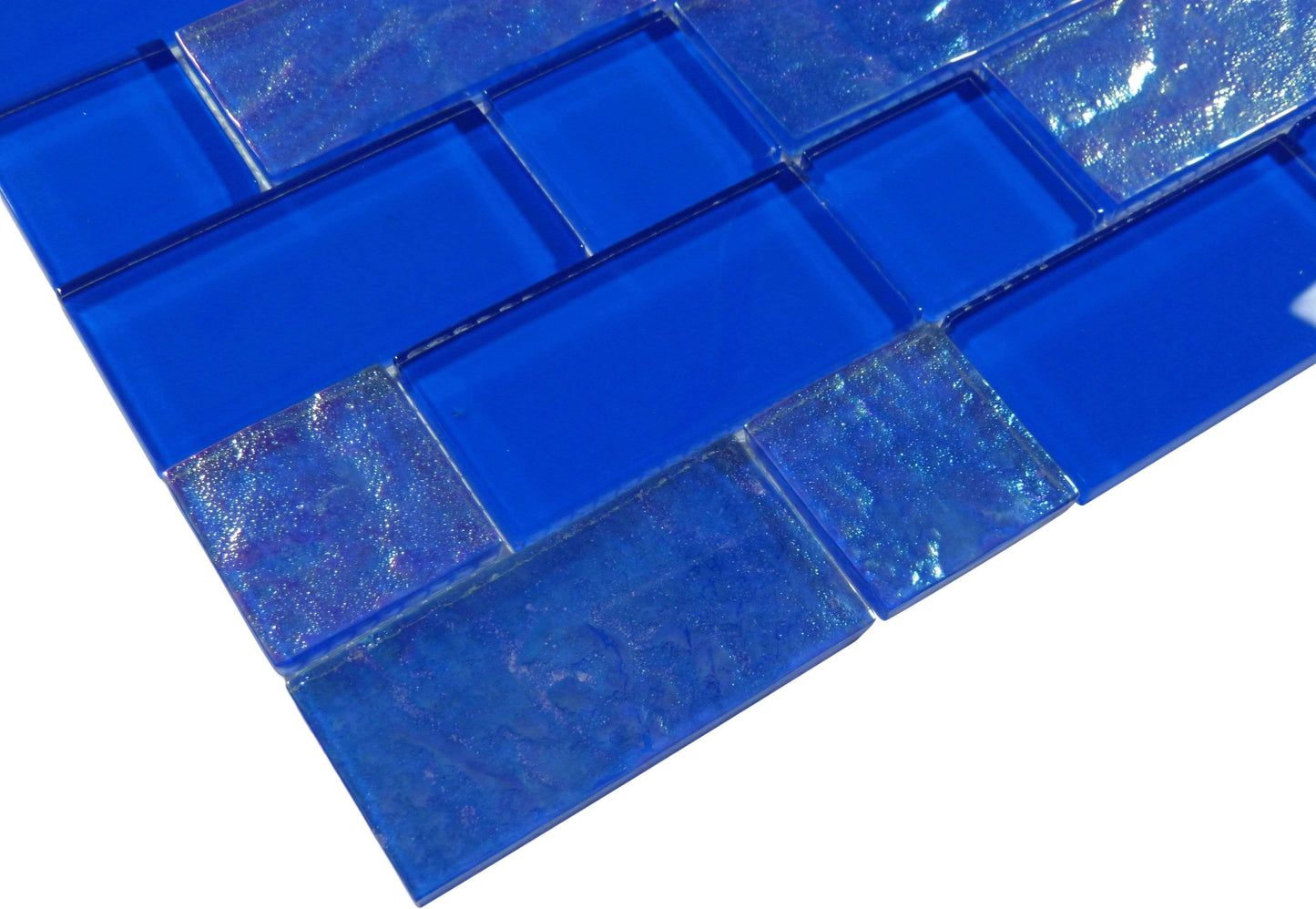 Royal Unique Shapes Blue Glossy & Iridescent Glass Pool Tile Ocean Pool Mosaics