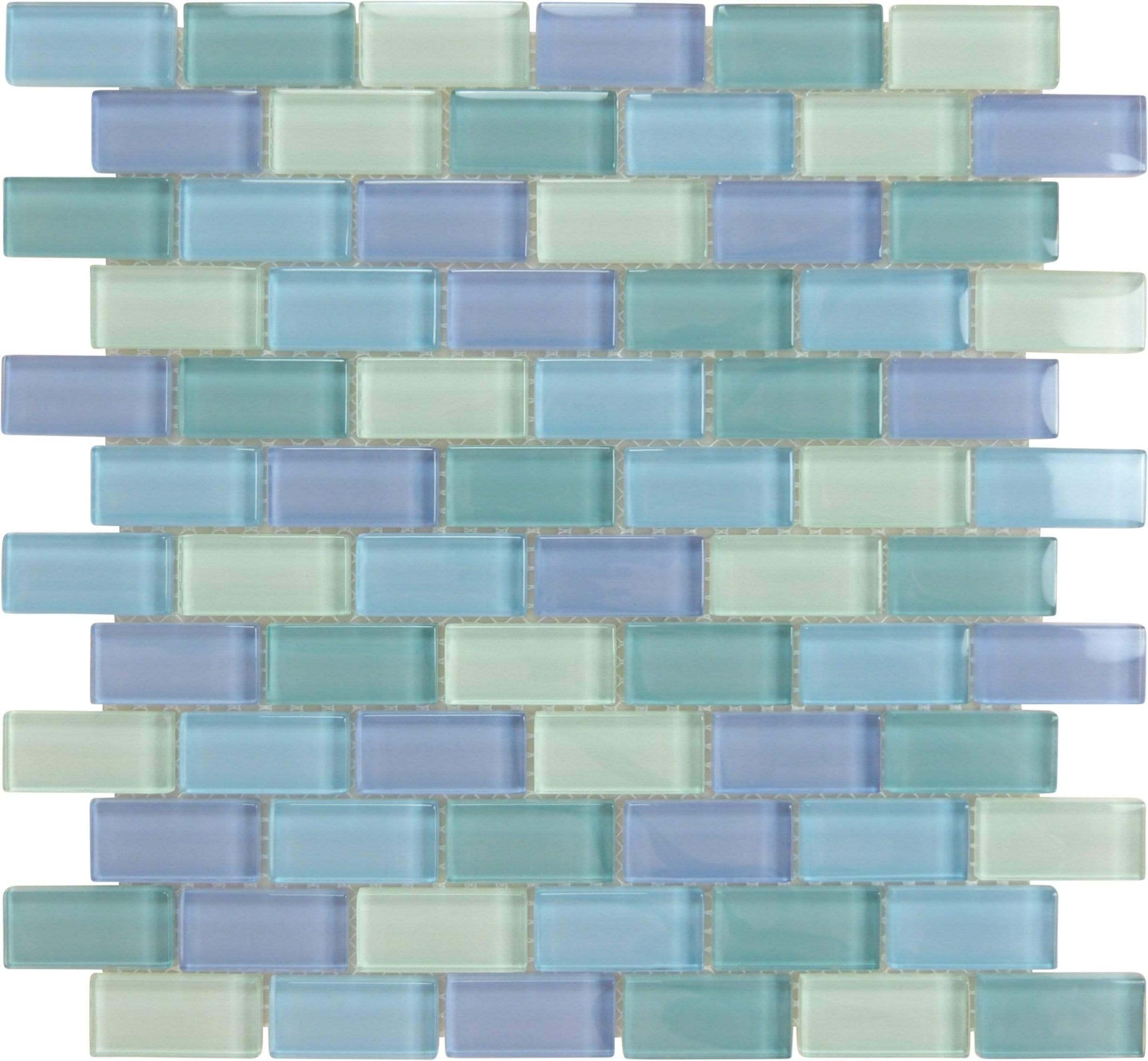 Turquoise Blue Green Blend 1'' x 2'' Glossy Glass Pool Tile Ocean Pool Mosaics