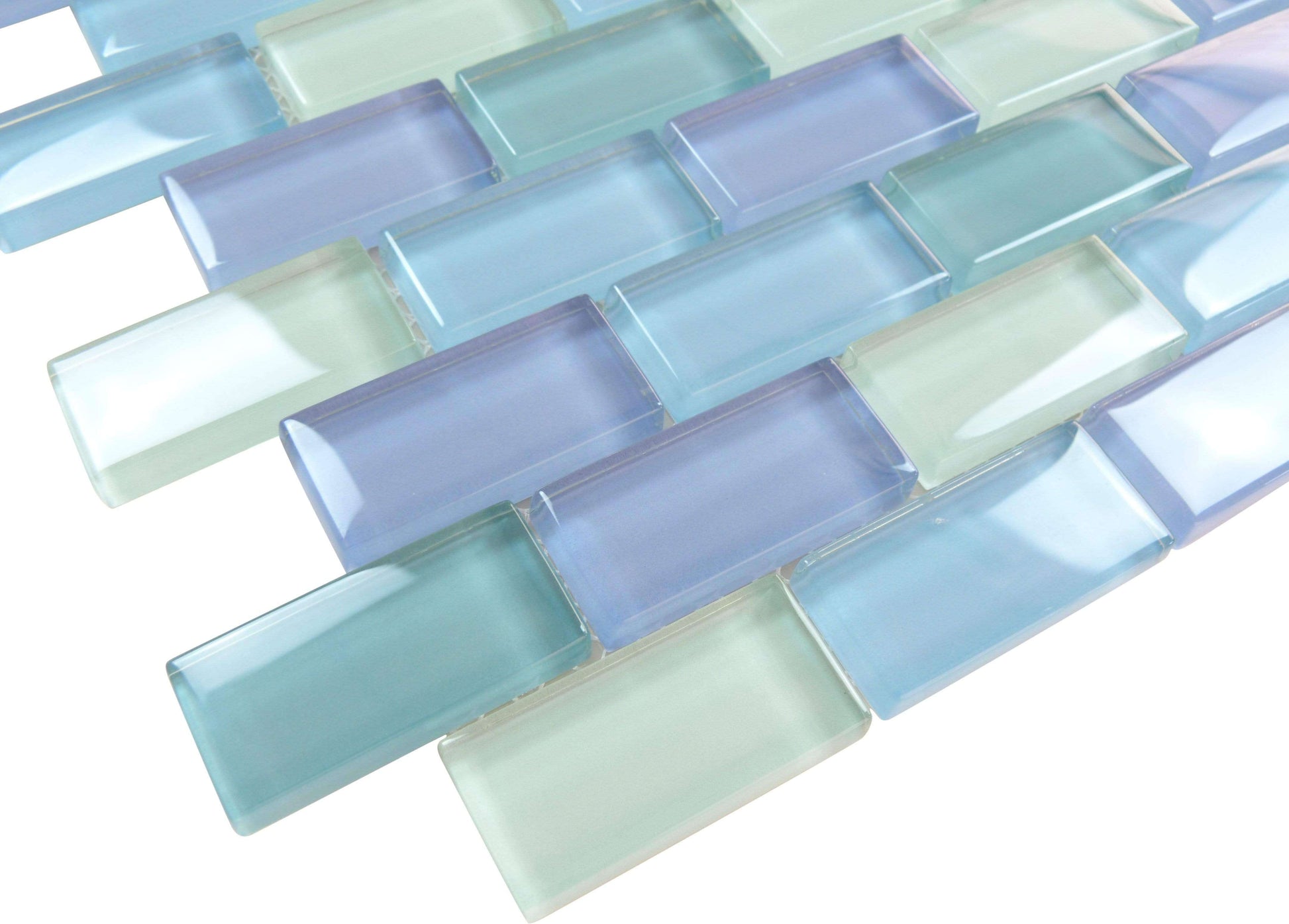 Turquoise Blue Green Blend 1'' x 2'' Glossy Glass Pool Tile Ocean Pool Mosaics