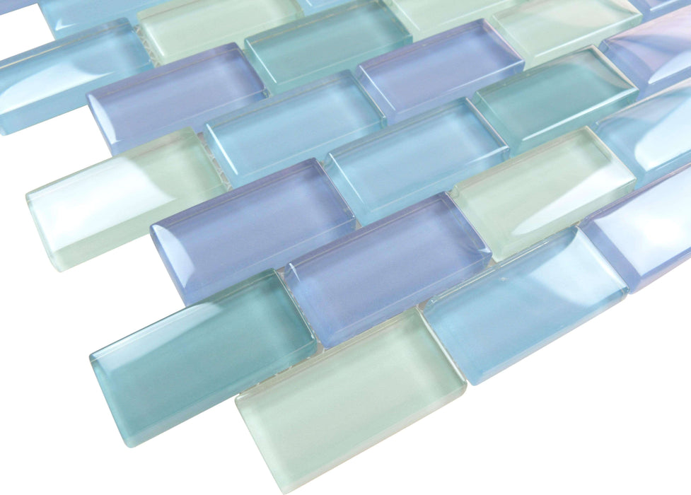 Turquoise Blue Green Blend 1'' x 2'' Glossy Glass Pool Tile Ocean Pool Mosaics