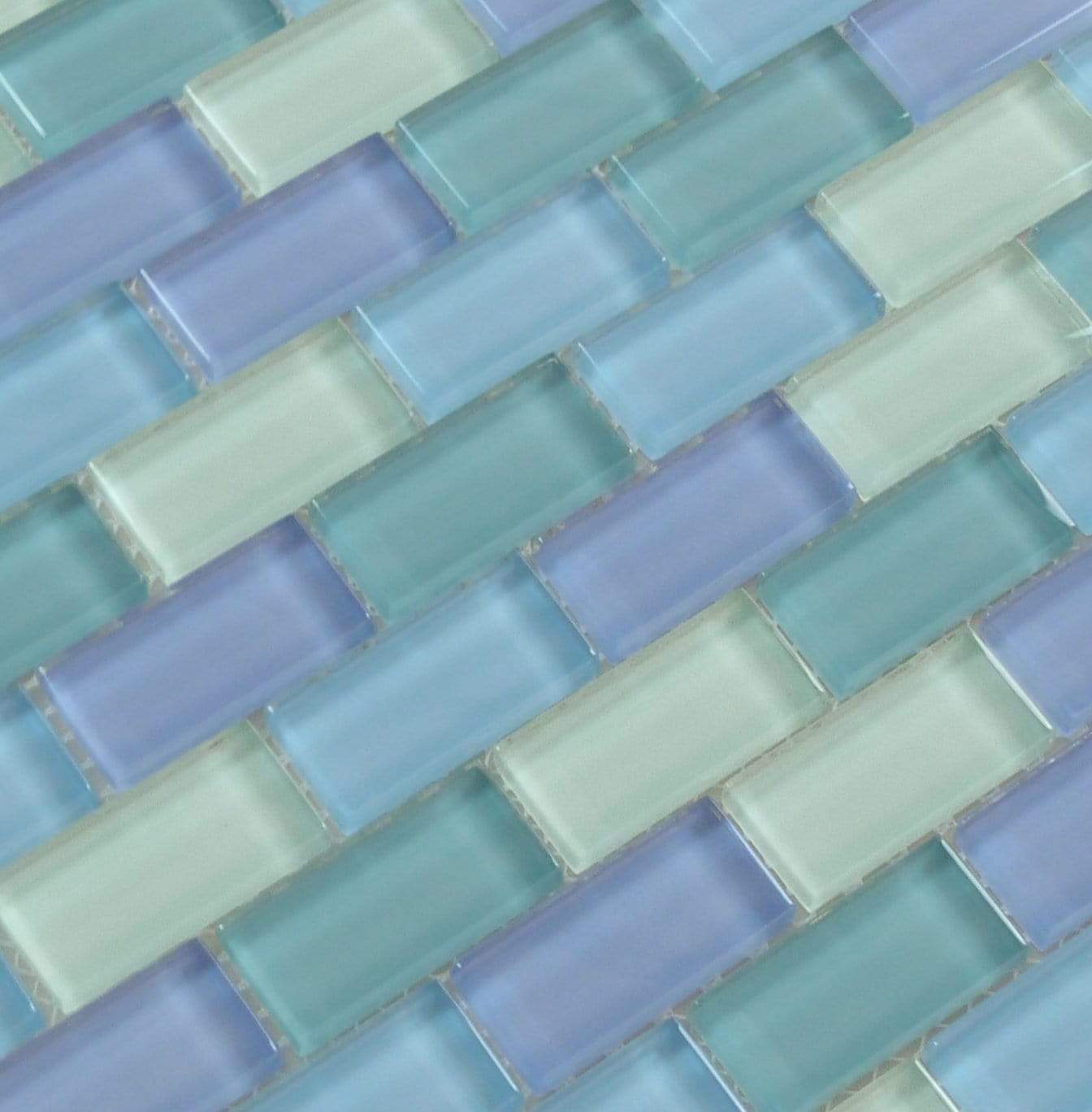 Turquoise Blue Green Blend 1'' x 2'' Glossy Glass Pool Tile Ocean Pool Mosaics