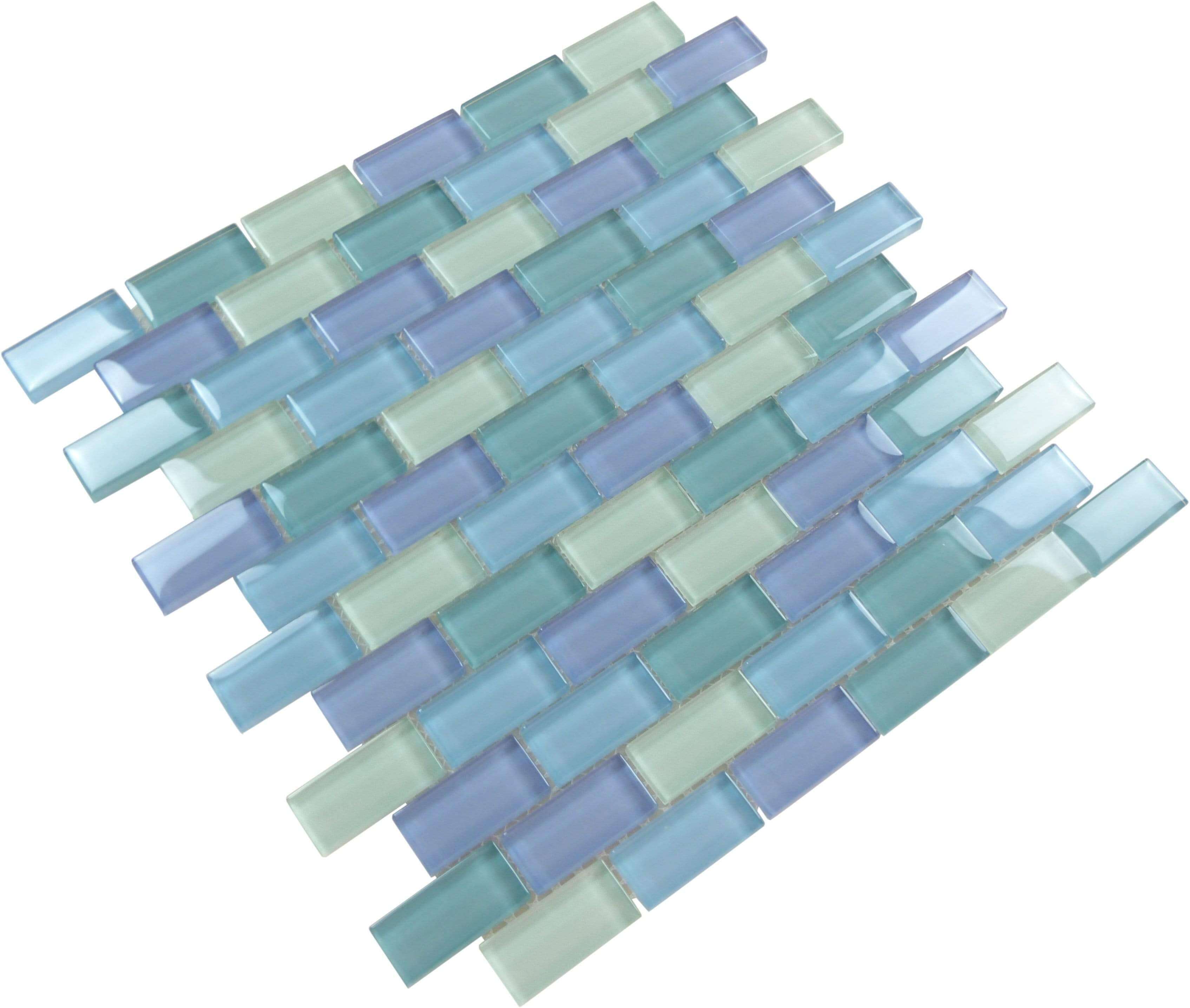 Turquoise Blue Green Blend 1'' x 2'' Glossy Glass Pool Tile Ocean Pool Mosaics