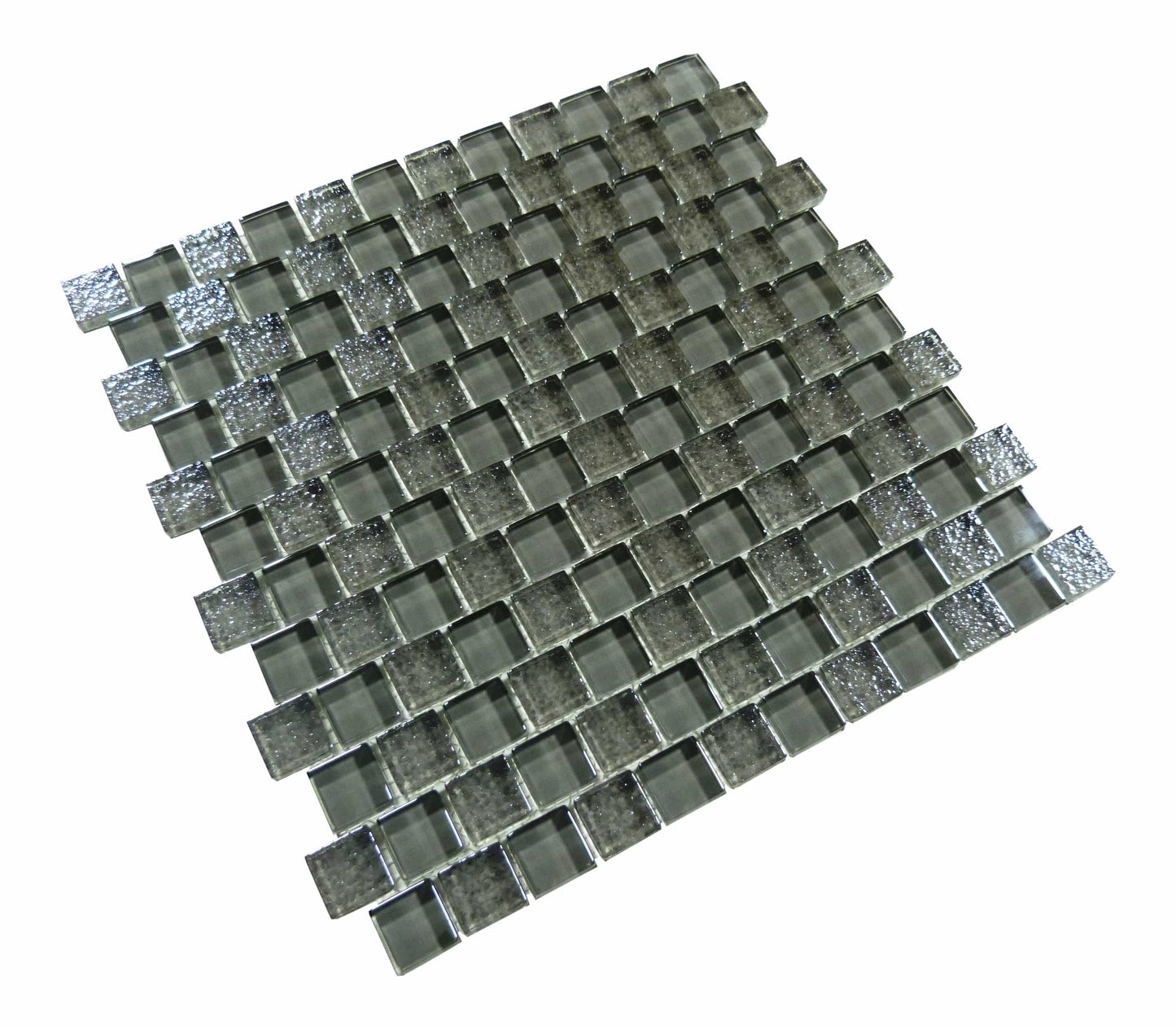 Grey Metallic 1" x 1" Offset Glass Pool Tile Ocean Pool Mosaics