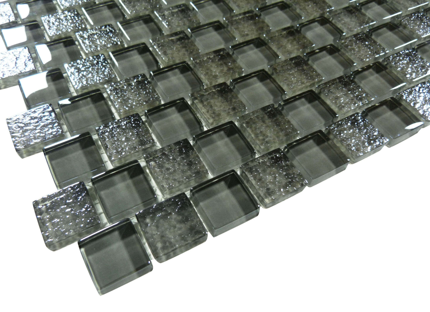 Grey Metallic 1" x 1" Offset Glass Pool Tile Ocean Pool Mosaics