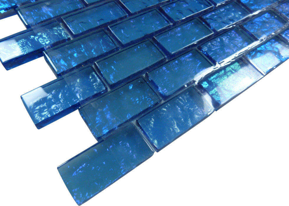 Galaxie Blue 1" x 2" Glossy & Iridescent Glass Pool Tile Ocean Pool Mosaics