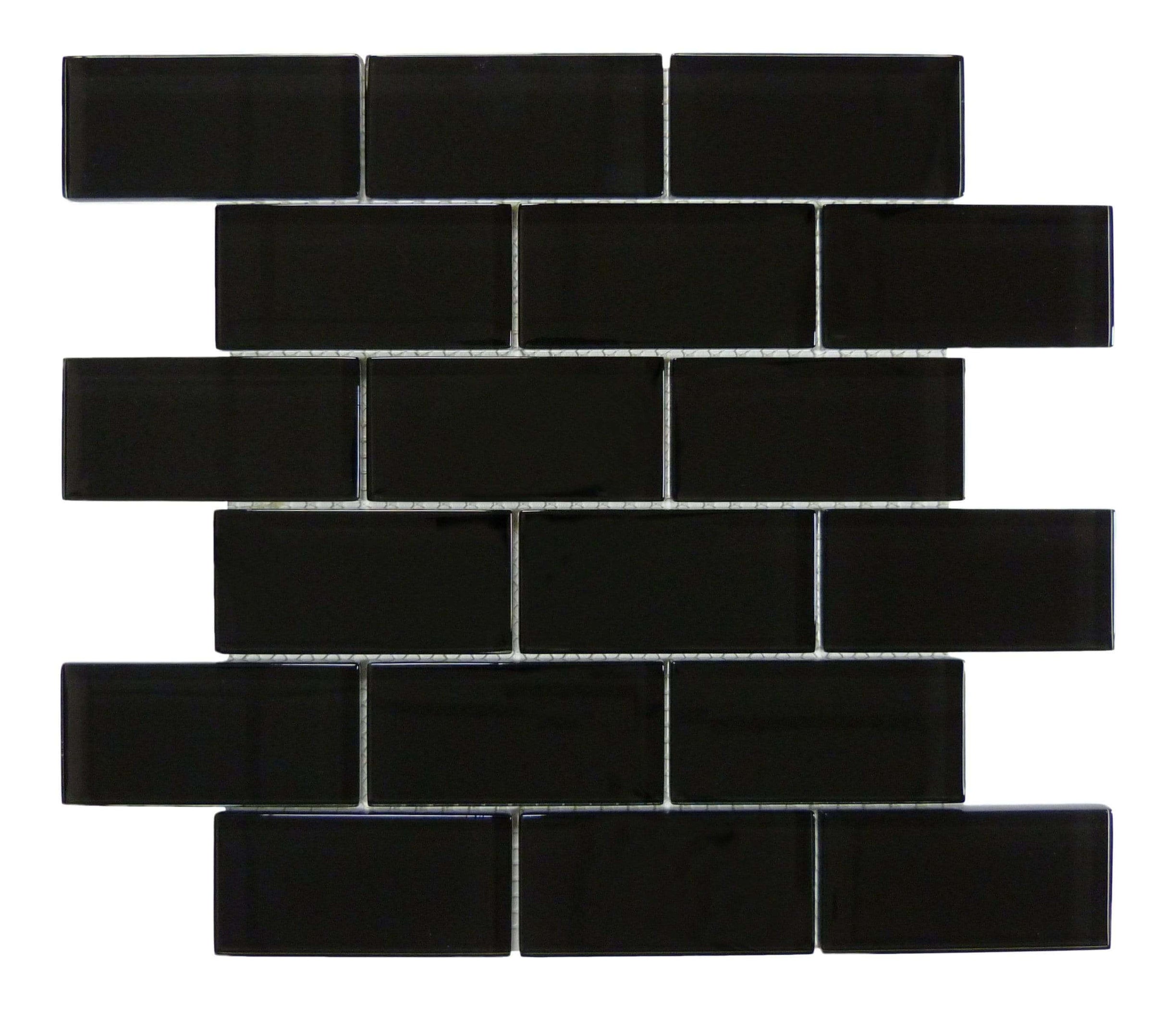 Nightfall Black 2 X 4 Glossy Glass Subway Pool Tile Gs84896k3 0212