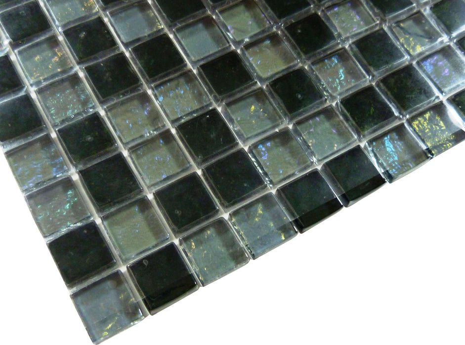 Galaxie Slate 1" x 1" Iridescent Glossy Glass Pool Tile Ocean Pool Mosaics