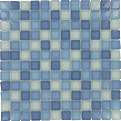 Crystal Oasis Blue Blend 1'' x 1'' Glossy Glass Pool Tile Ocean Pool Mosaics